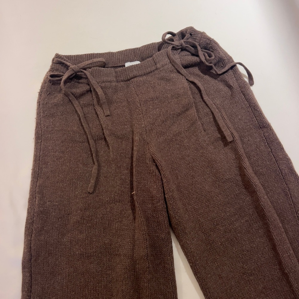 Deiji Studios Brown Knit Lounge Pants Side Tie Drawstring M/L